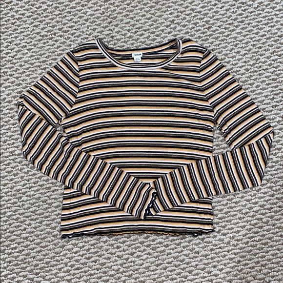 yellow and black striped long sleeve shirt